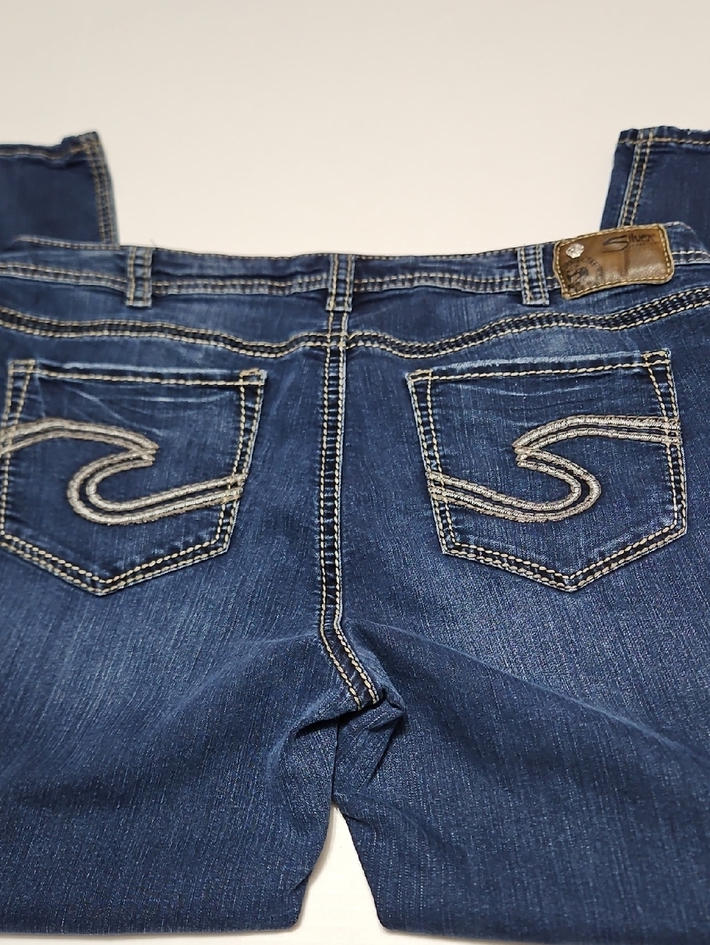 Silver Jeans Dark Blue Skinny Super Stretch Jeans with Faded Detail Size 20 - Picture 13 of 14